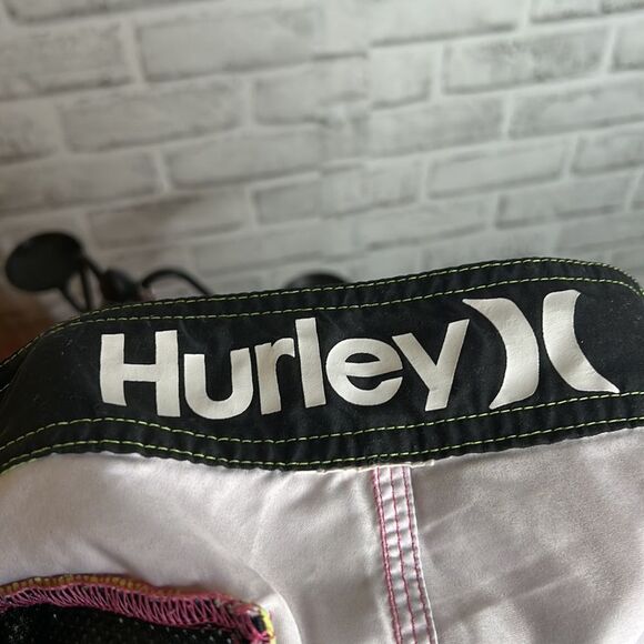 Hurley Neon Striped Bathing Suit Swim Trunks Shorts Size 30 - Picture 5 of 5